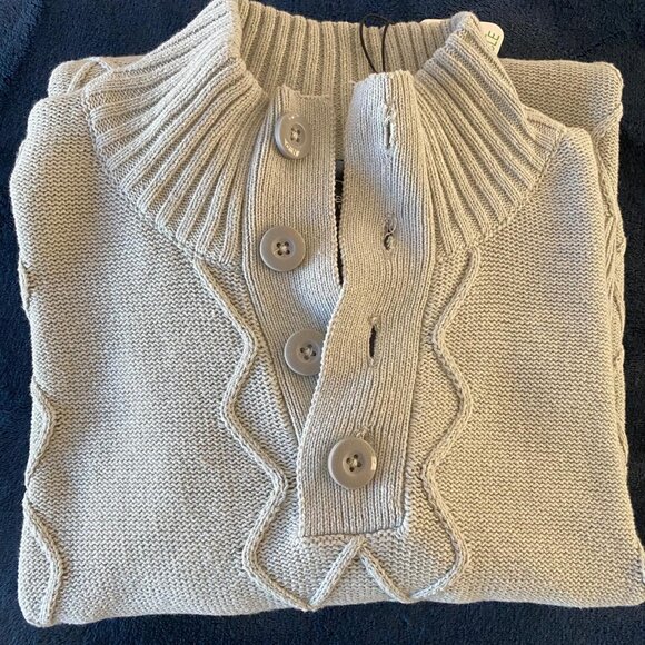 Abstract One -  Beige Button Cable Knit Sweater - Picture 3 of 3